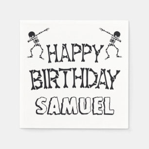 Dabbing Skeleton Halloween Happy Birthday Party Napkin
