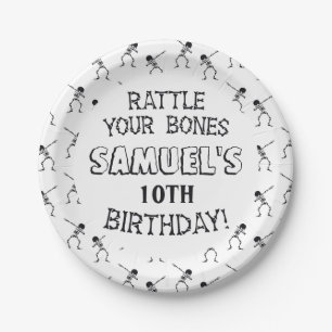 Dabbing Skeleton Halloween Happy Birthday Party Paper Plate