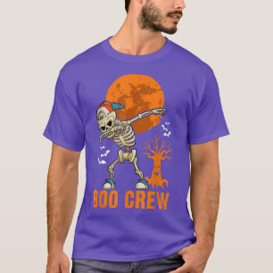 Dabbing Skeleton, Halloween, Orange Moon, Boo Crew T-Shirt