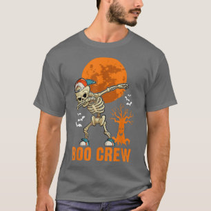 Dabbing Skeleton, Halloween, Orange Moon, Boo Crew T-Shirt