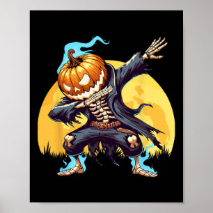 Dabbing Skeleton Headless Pumpkin Dab Dance Boys H Poster
