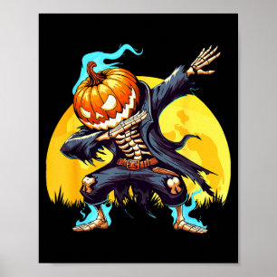 Dabbing Skeleton Headless Pumpkin Dab Dance Boys H Poster