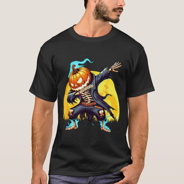 Dabbing Skeleton Headless Pumpkin Dab Dance Boys H T-Shirt (Front)