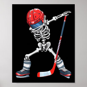 Dabbing Skeleton Hockey Halloween Costume Dab Kids Poster