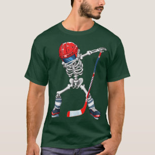 Dabbing Skeleton Hockey Halloween Costume Gift Kid T-Shirt