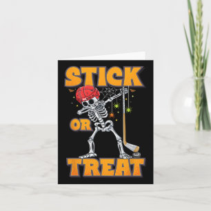 Dabbing Skeleton Ice Hockey Player Halloween Costu Card