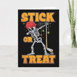 Dabbing Skeleton Ice Hockey Player Halloween Costu Card