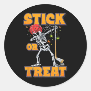 Dabbing Skeleton Ice Hockey Player Halloween Costu Classic Round Sticker