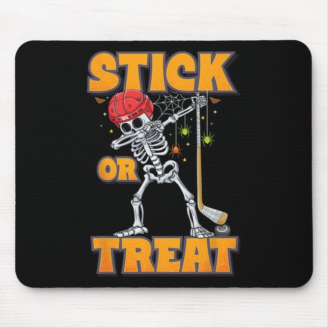 Dabbing Skeleton Ice Hockey Player Halloween Costu Mouse Mat (Front)