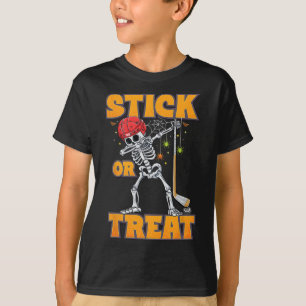 Dabbing Skeleton Ice Hockey Player Halloween Costu T-Shirt