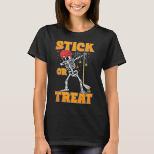 Dabbing Skeleton Ice Hockey Player Halloween Costu T-Shirt