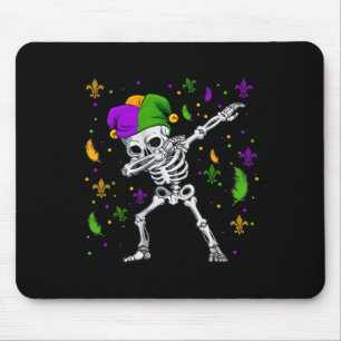 Dabbing Skeleton Mardi Gras Kids Boys Mouse Mat