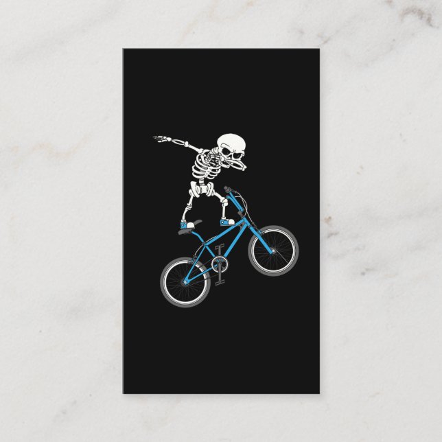 Dabbing Skeleton mtb Bicycle BMX Fun Business Card (Front)