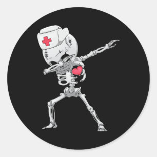 Dabbing Skeleton Nurse X-ray Halloween T Shirt Dab Classic Round Sticker