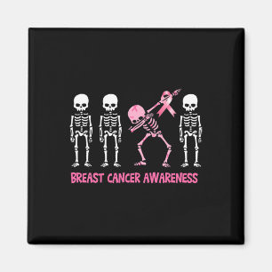 Dabbing Skeleton Pink Ribbon Breast Cancer Hallowe Magnet