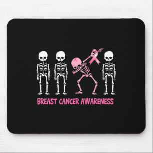 Dabbing Skeleton Pink Ribbon Breast Cancer Hallowe Mouse Mat