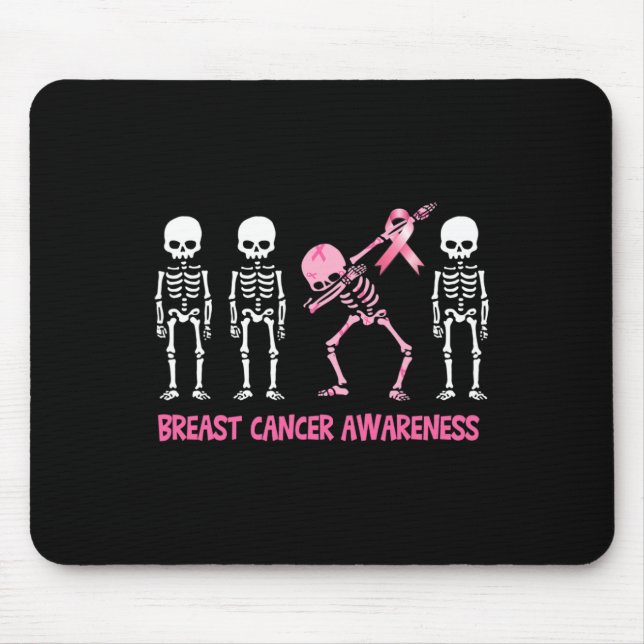 Dabbing Skeleton Pink Ribbon Breast Cancer Hallowe Mouse Mat (Front)