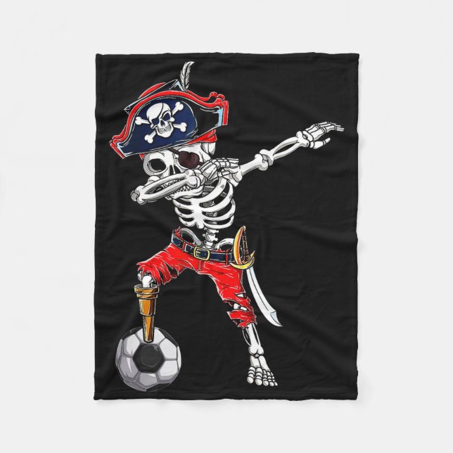 Dabbing Skeleton Pirate And Soccer Ll Halloween Co Fleece Blanket (Front)
