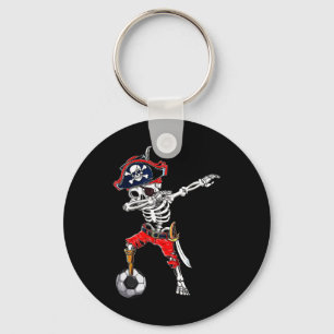Dabbing Skeleton Pirate And Soccer Ll Halloween Co Key Ring