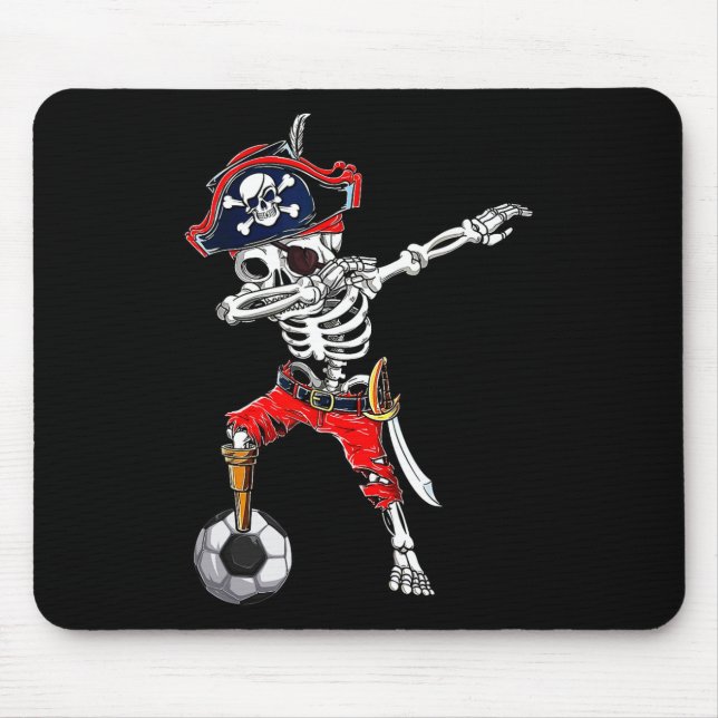 Dabbing Skeleton Pirate And Soccer Ll Halloween Co Mouse Mat (Front)