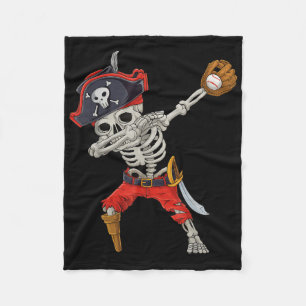 Dabbing Skeleton Pirate Baseball Funny Halloween S Fleece Blanket