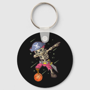 Dabbing Skeleton Pirate Basketball Lover Halloween Key Ring