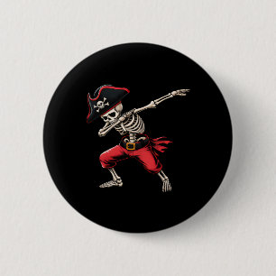 Dabbing Skeleton Pirate Boys Kids Funny Halloween  6 Cm Round Badge