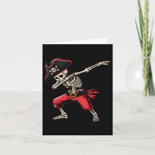 Dabbing Skeleton Pirate Boys Kids Funny Halloween Card