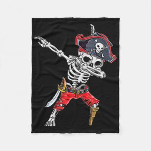 Dabbing Skeleton Pirate Funny Halloween Kids Jolly Fleece Blanket
