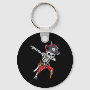 Dabbing Skeleton Pirate Funny Halloween Kids Jolly Key Ring