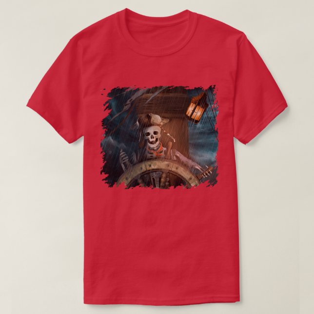 Dabbing Skeleton Pirate Halloween Costume Jolly Ro T-Shirt (Design Front)