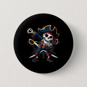 Dabbing Skeleton Pirate Halloween Kids Jolly Roger 6 Cm Round Badge
