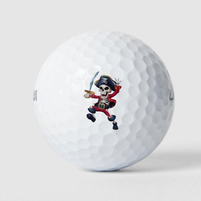 Dabbing Skeleton Pirate Halloween Kids Jolly Roger Golf Balls (Front)