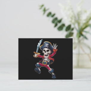 Dabbing Skeleton Pirate Halloween Kids Jolly Roger Postcard