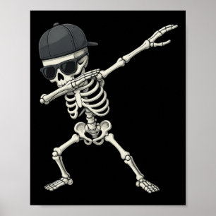 Dabbing Skeleton Pirate Halloween Kids Jolly Roger Poster