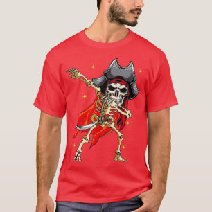 Dabbing Skeleton Pirate Halloween Kids Jolly Roger T-Shirt