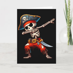 Dabbing Skeleton Pirate Halloween Kids Pirate Card