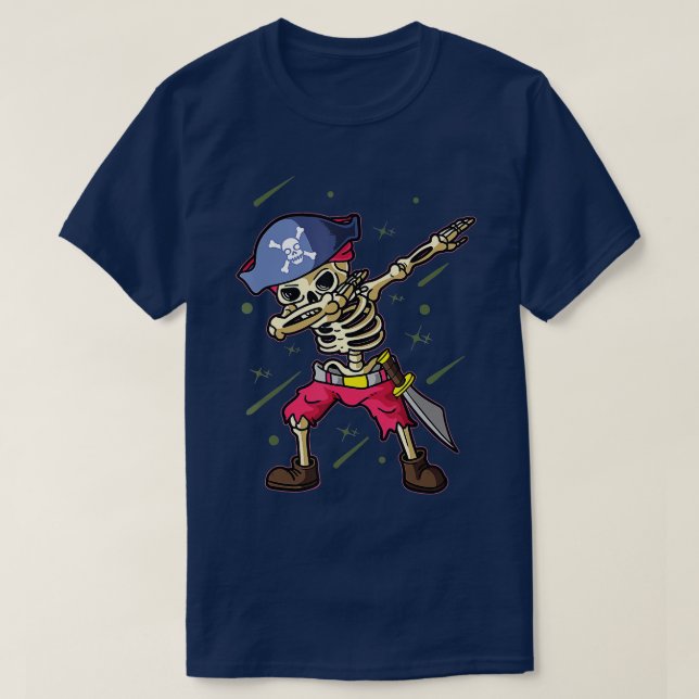 Dabbing Skeleton Pirate Halloween Kids  T-Shirt (Design Front)