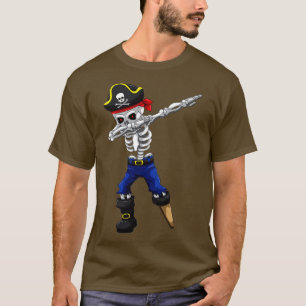 Dabbing Skeleton Pirate Jolly Roger Halloween Pira T-Shirt