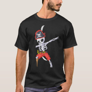 Dabbing Skeleton Pirate Jolly Roger T-Shirt