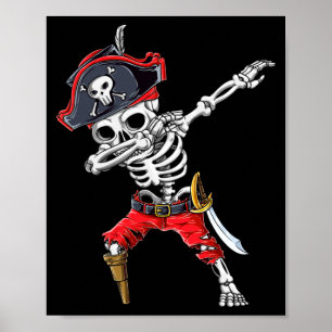 Dabbing Skeleton Pirate Poster