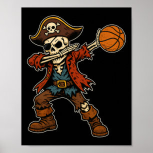 Dabbing Skeleton Pirate Sketll Halloween Pirate Da Poster