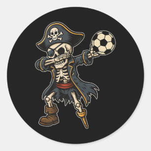 Dabbing Skeleton Pirate Soccer Halloween Pirate Da Classic Round Sticker