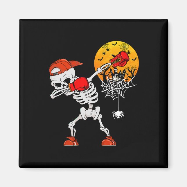 Dabbing Skeleton Playing Boxing Halloween Player C Magnet (Front)