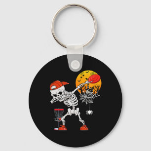 Dabbing Skeleton Playing Disc Golf Halloween Playe Key Ring