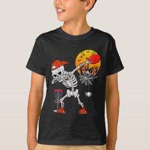 Dabbing Skeleton Playing Disc Golf Halloween Playe T-Shirt