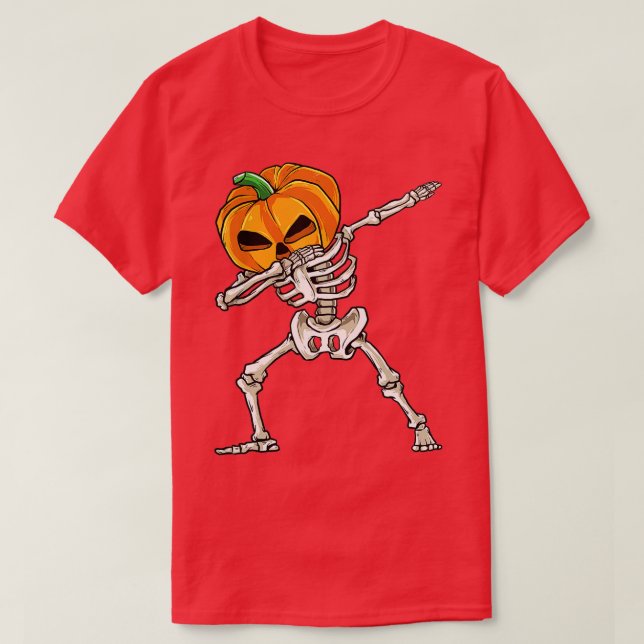 Dabbing Skeleton  Pumpkin Dance Pumpkin Dab Hallow T-Shirt (Design Front)