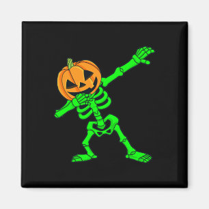 Dabbing Skeleton Pumpkin Head Halloween Dab Magnet