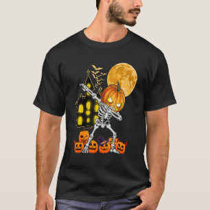 Dabbing Skeleton Pumpkin Jackolantern Halloween K T-Shirt