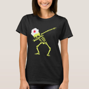Dabbing Skeleton Radioactive Nurse Halloween Costu T-Shirt